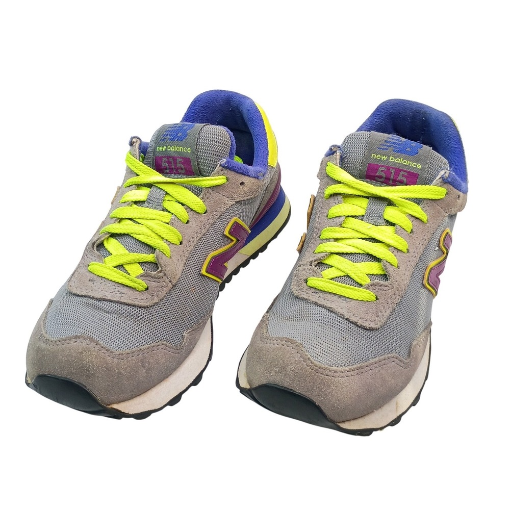 New Balance 515 Kids Shoes Grey Purple Yellow Blue Sneakers WL515GP Size 5.5 US